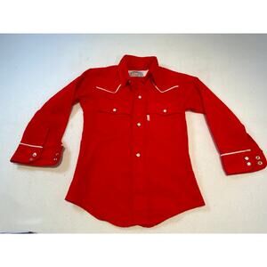 Vintage Levi’s Kids Western Pearl Snap Shirt Red Cowboy Size 4 USA